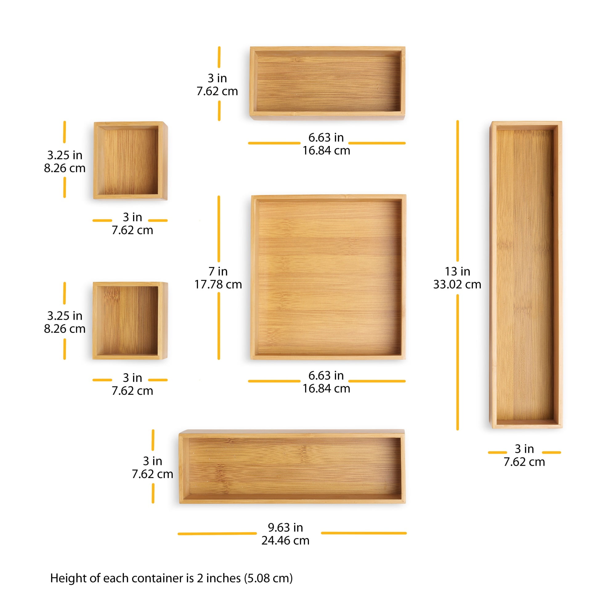 Whitmor Set of 6 Bamboo Drawer Organizers