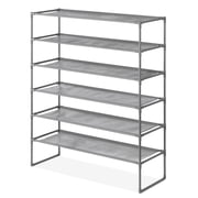 Whitmor 6-Tier Metal & Fabric Spacemaker Storage Rack, Space-Saving Adjustable Shoe Rack, Gray