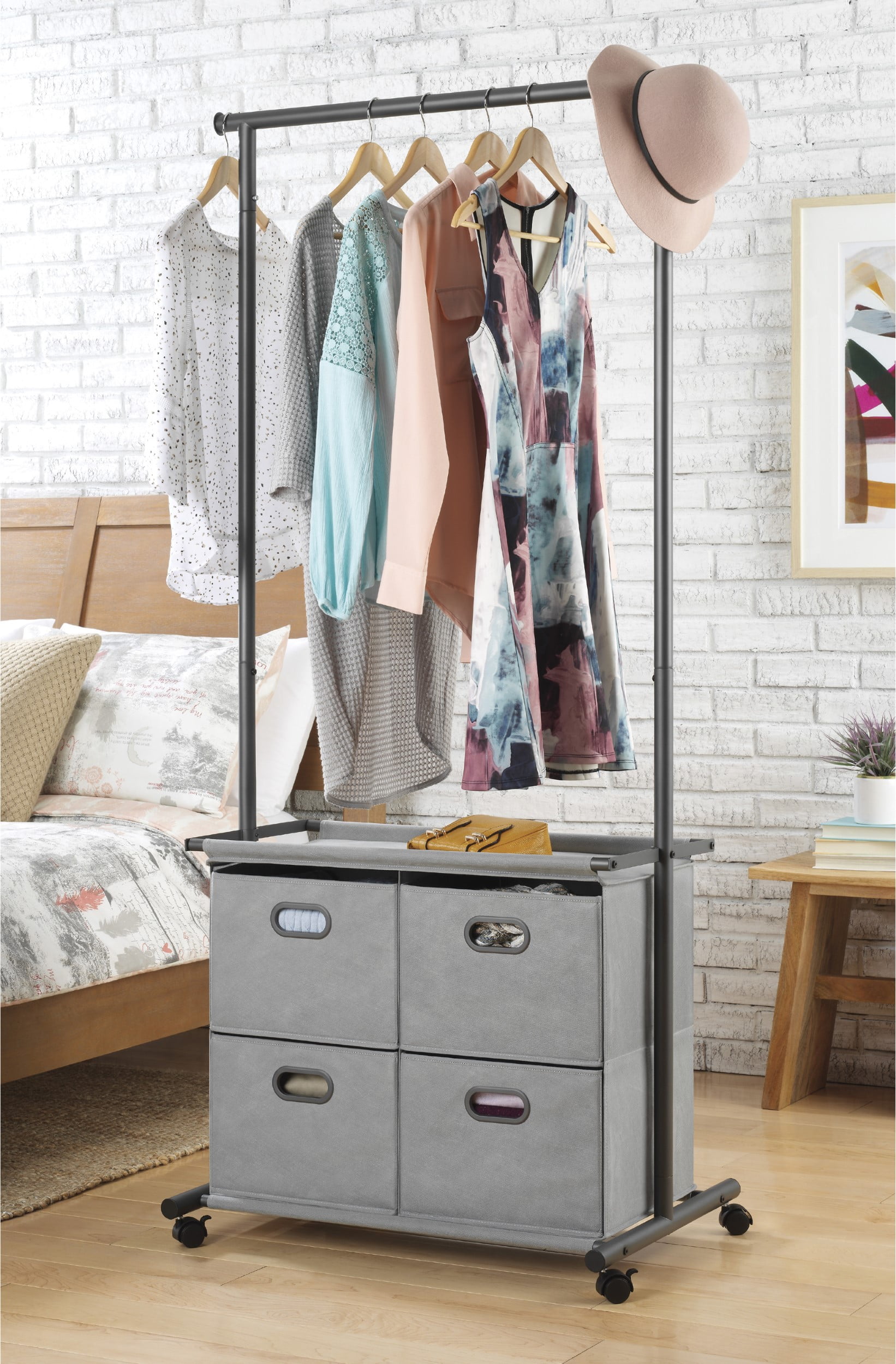 Whitmor 69059042 Garment Rack 4 Drawer(s) Lockable Casters