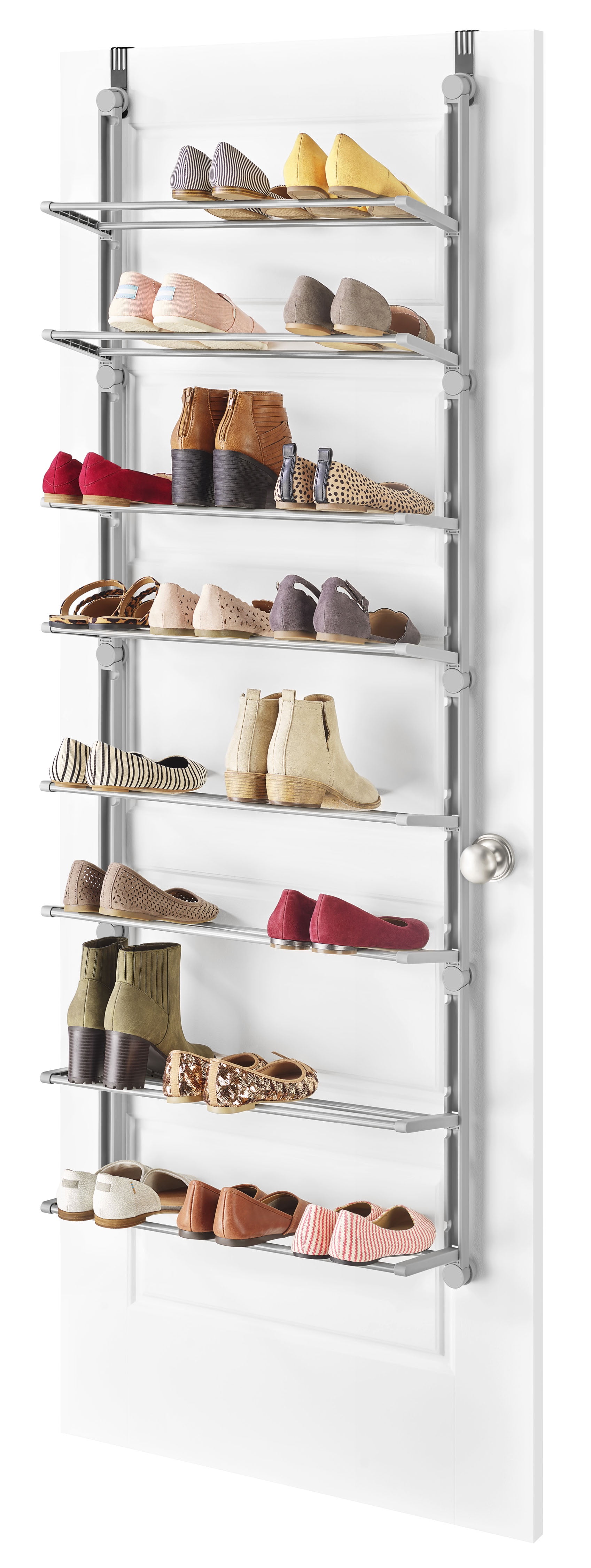 Gray Metal 8-Tier Over-the-Door Shoe Rack