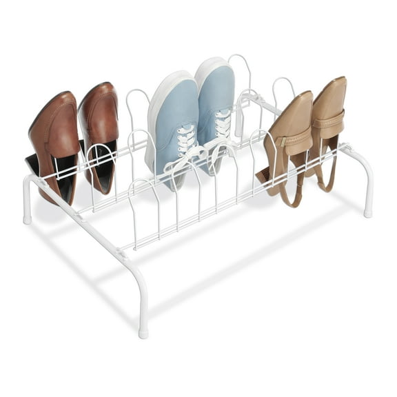 Whitmor 9-Pair Floor Closet Shoe Rack - White