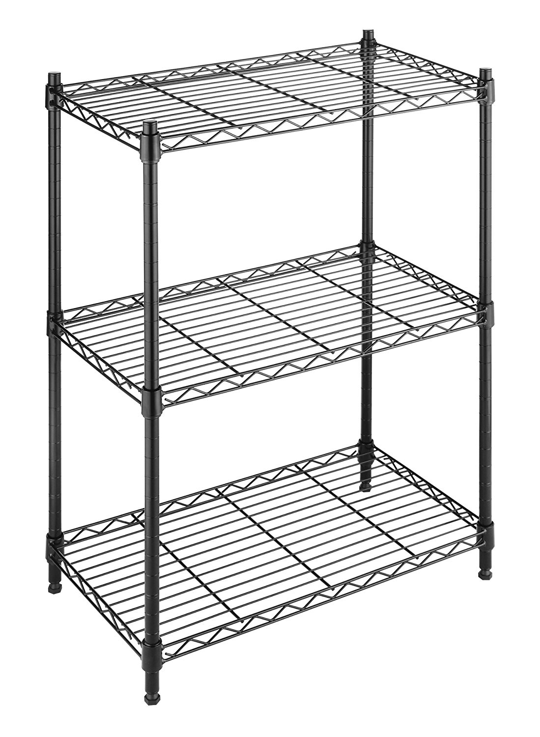 Whitmor Adjustable 23.15"W x 13.11"D x 29.9"H 3-Shelf Freestanding Shelves, Black, Adult - image 1 of 5