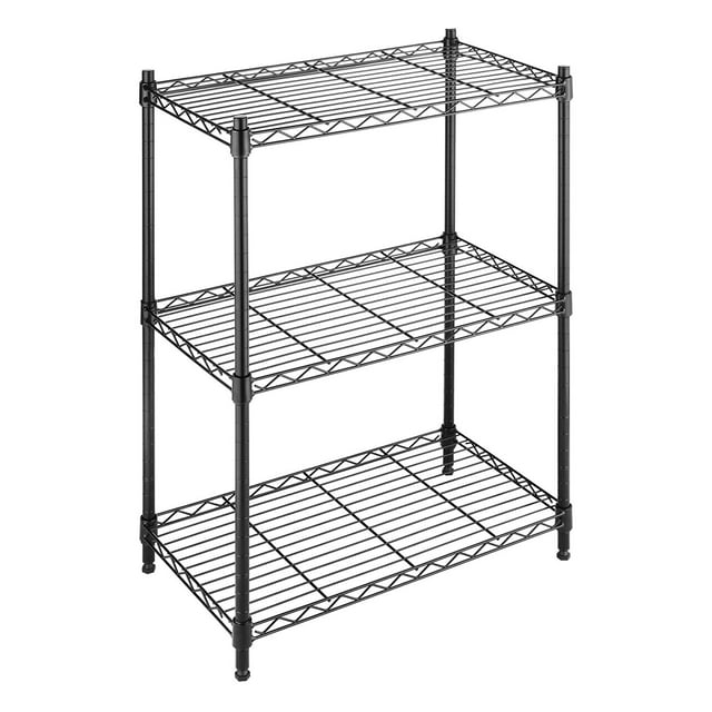 Whitmor Adjustable 23.15"W x 13.11"D x 29.9"H 3-Shelf Freestanding Shelves, Black, Adult