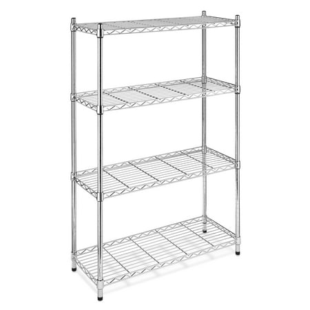 Whitmor Adjustable 36"W x 14"D x 54"H 4-Shelf Freestanding Shelves, Chrome, Adult