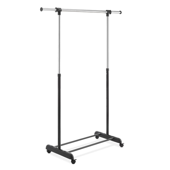 Whitmor Adjustable Garment Rack - Rolling Clothes Organizer - Black and Chrome