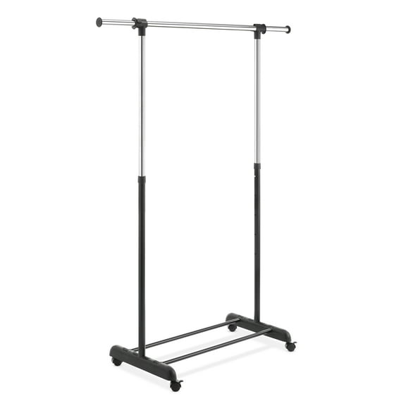 Whitmor Adjustable Garment Rack - Rolling Clothes Organizer - Black and Chrome