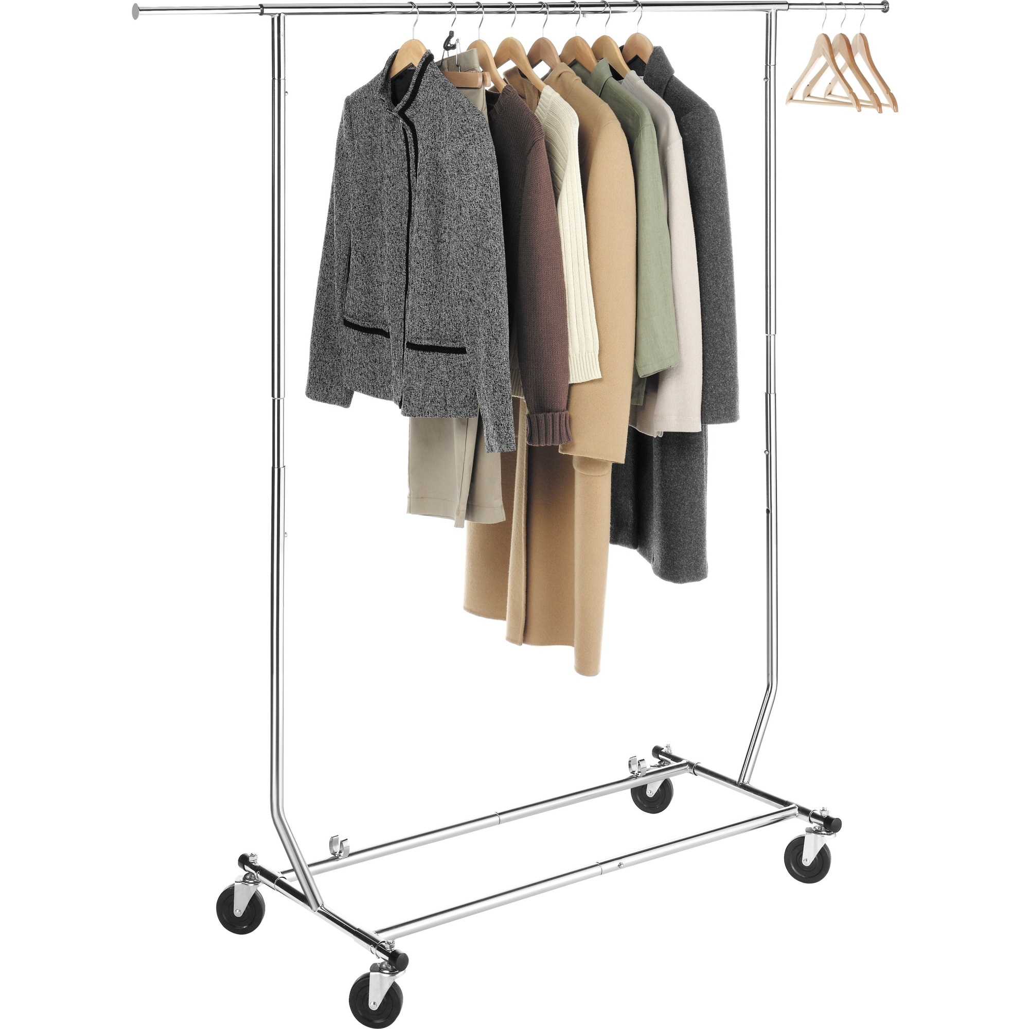 Whitmor Adjustable Rolling Garment Rack - Collapsible - Chrome - 22" x 51" x 71.25" - image 1 of 7