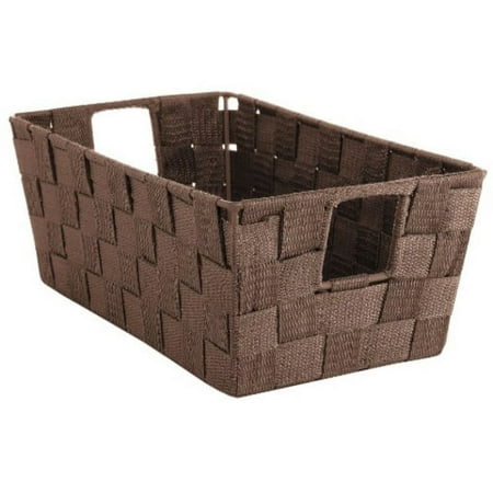 Whitmor Adult Small Storage Woven Strap Metal, Polypropylene and Plastic Storage Tote, Brown