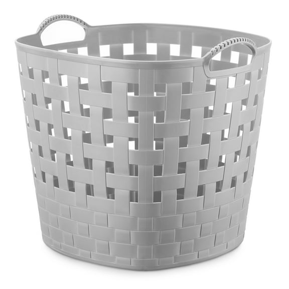 Whitmor Handle Carry-All Tote,Woven Plastic-Grey