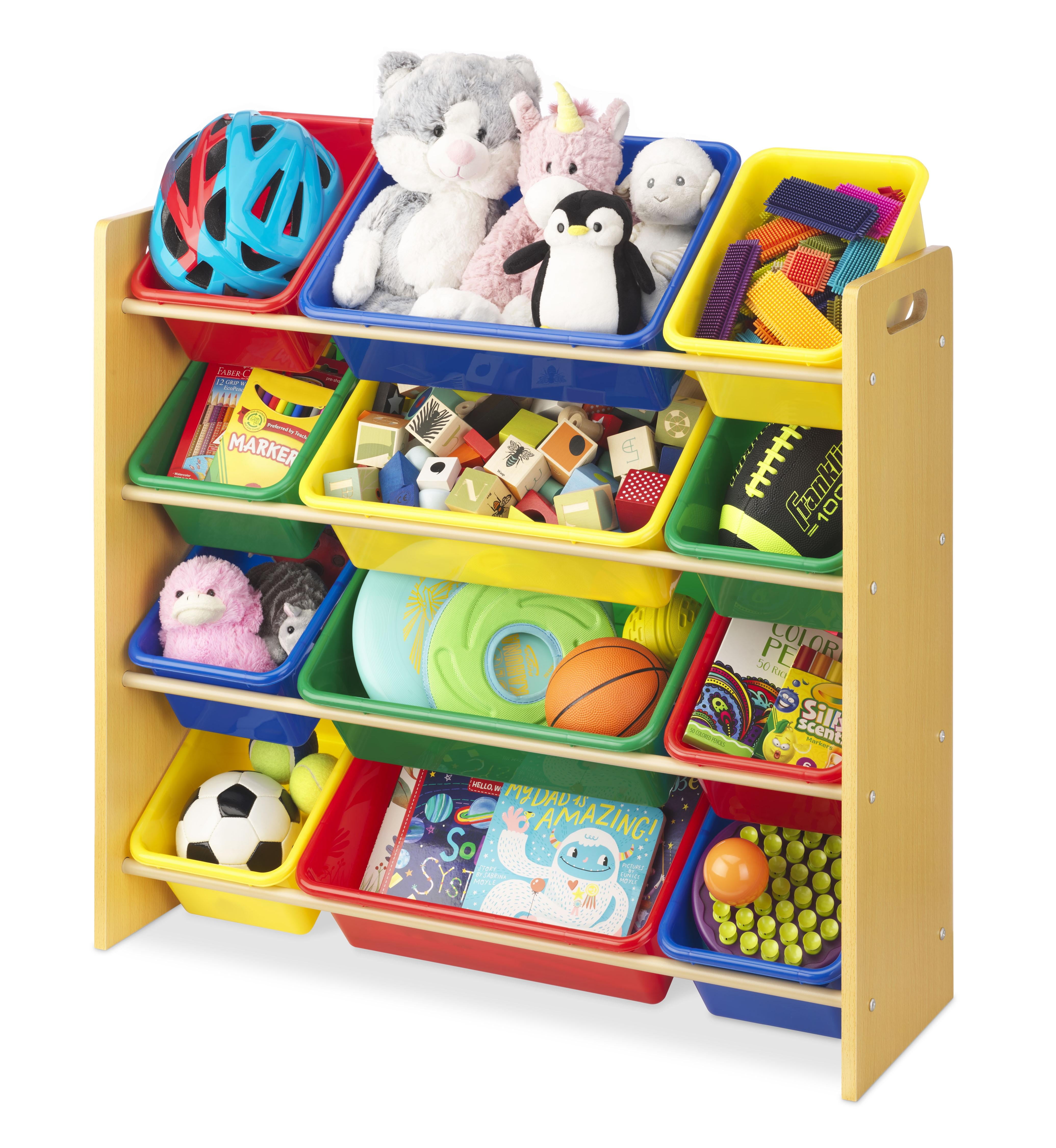 Whitmor Child 12 Plastic Bin Storage Organizer Natural and Primary