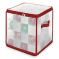 thumbnail image 1 of Whitmor Christmas ornament organizer 64 compartment zipper cube, frosted Polypropylene,Red Trim, 1 of 5