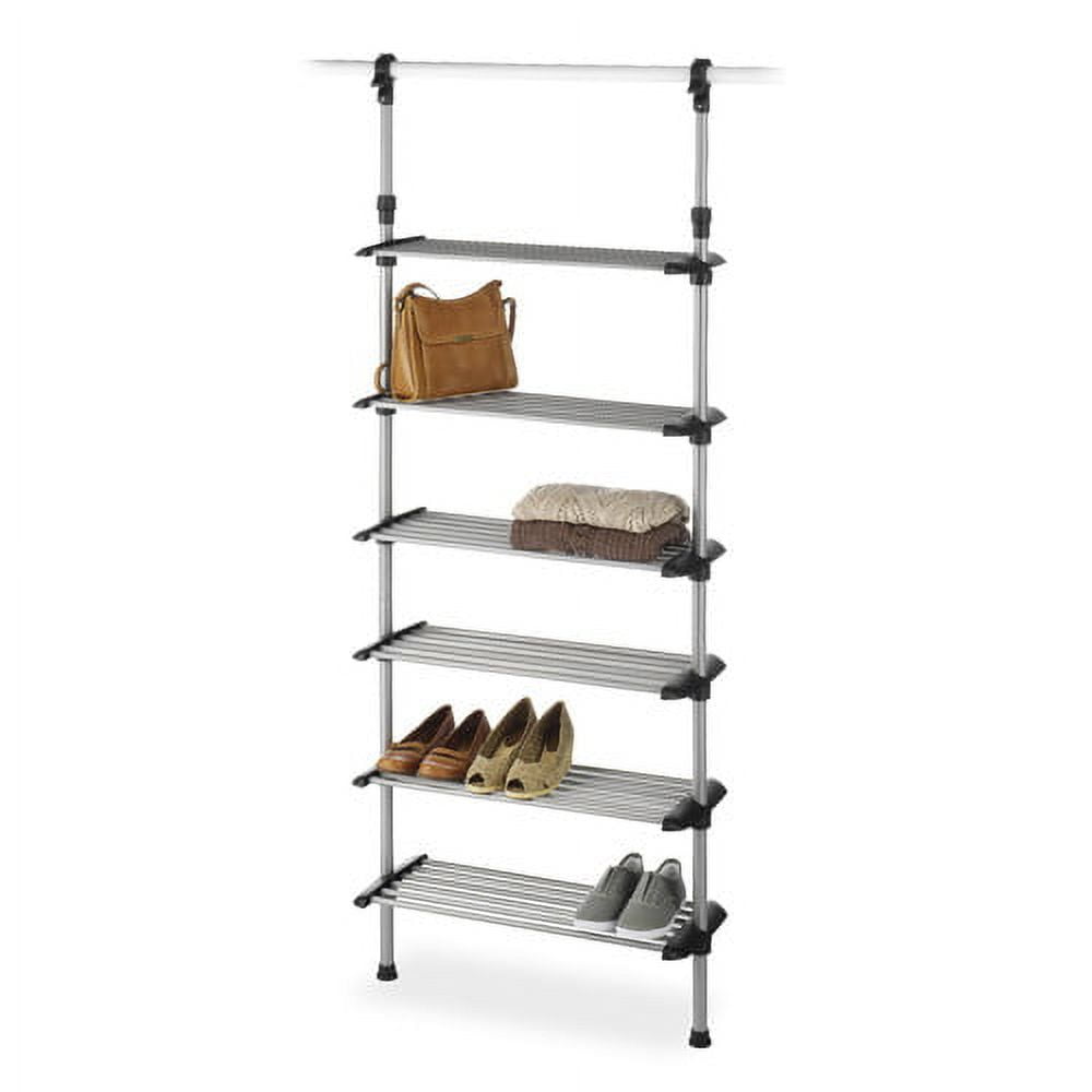 Silver Adjustable 6-Shelf Metal Closet Organizer