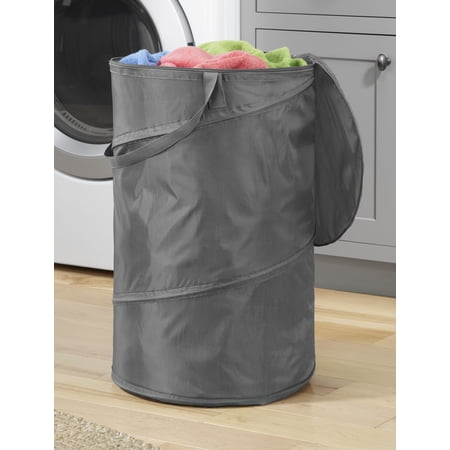 Whitmor Collapsible Laundry Sorter Basket Hamper with Zippered Lid - Gray