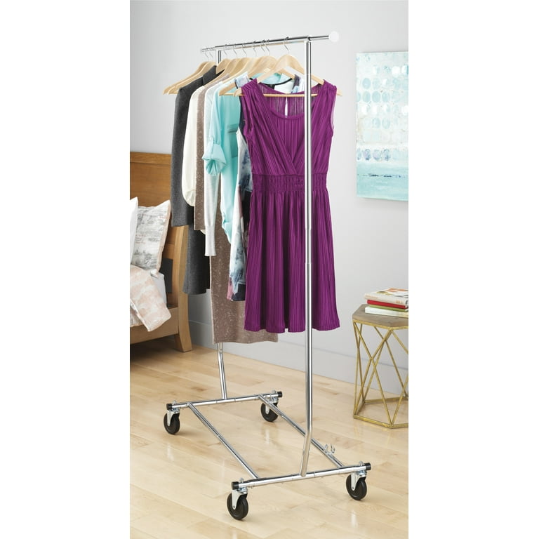 Whitmor Collapsible Rolling Garment Rack Chrome Walmart