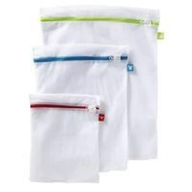 Whitmor Color Coded Mesh Wash Bags, White, Set of 3