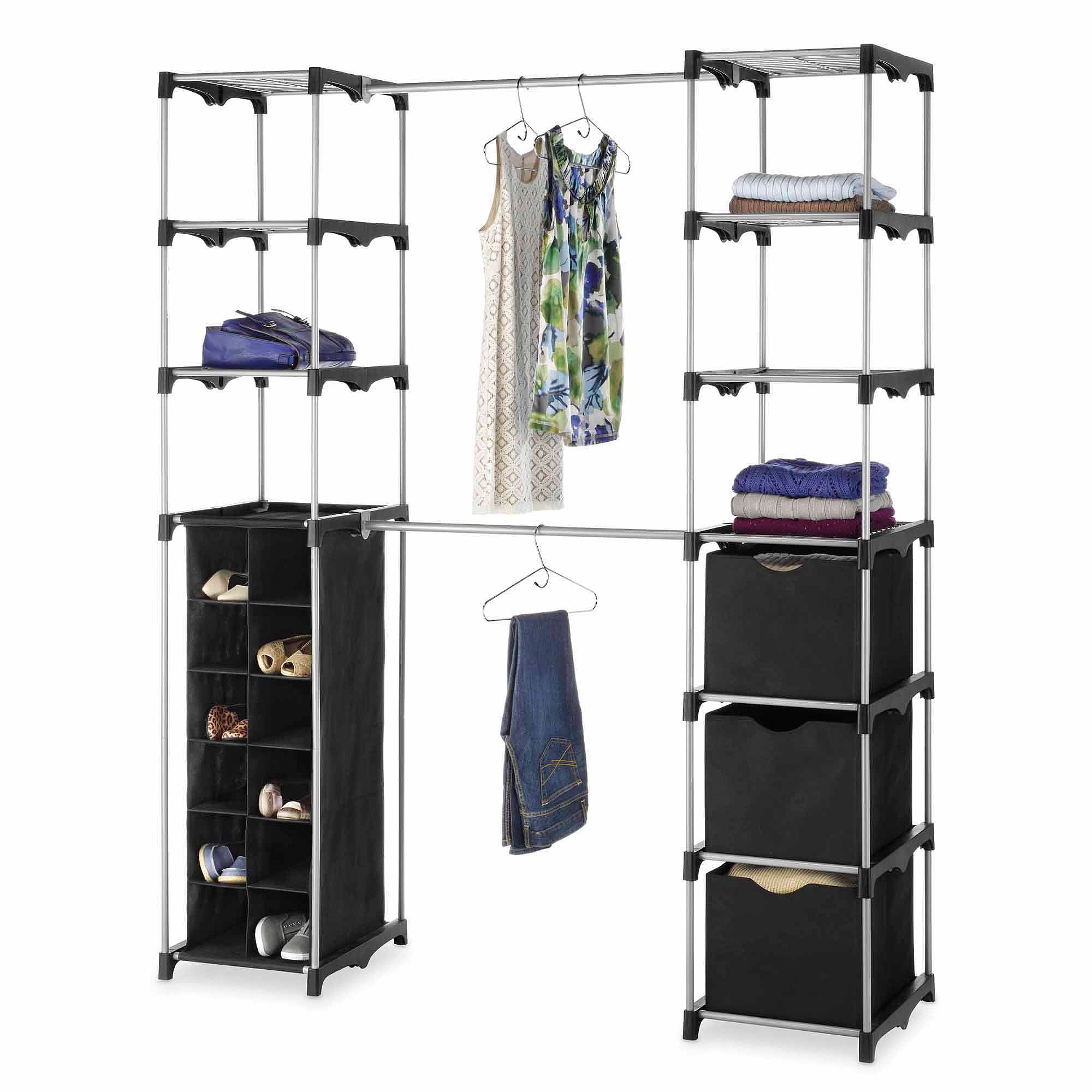 Whitmor Deluxe Double Rod Adjustable Closet Systems, Metal with Plastic