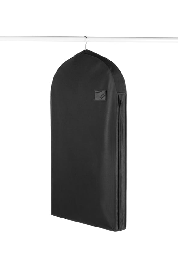 Deluxe Zippered Polyester Suit Bag - Black