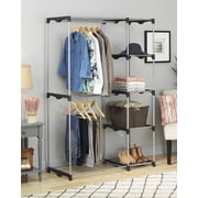 Whitmor Double Rod Closet System, Metal with Resin Connectors, Silver and Black, Adult