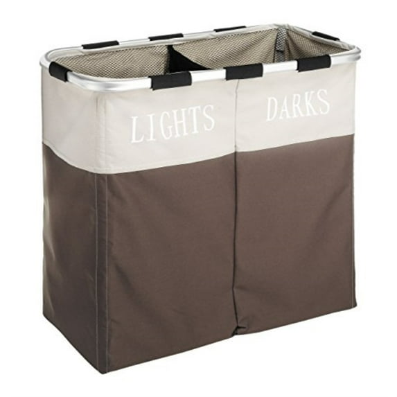 Whitmor Easycare Double Laundry Hamper - Lights and Darks Separator - Java