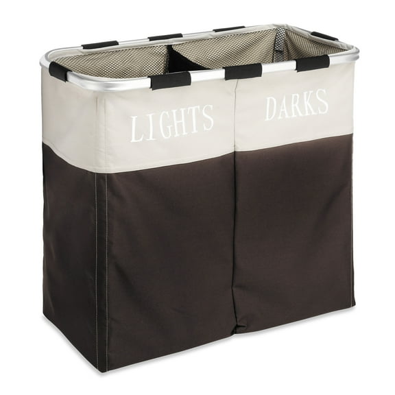 Whitmor Easycare Fabric Two Compartment Laundry Hamper, Espresso - for Adult Use