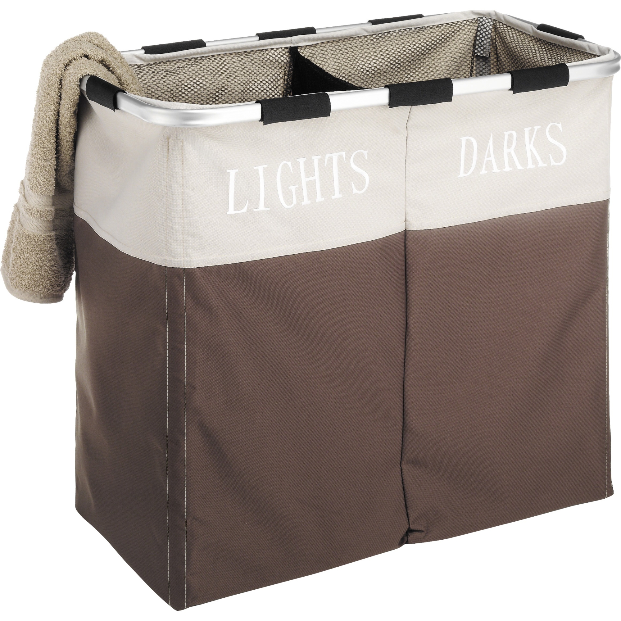 Whitmor Easycare Polyester Double Laundry Hamper - Lights and Darks Separator - Java - For Adult Use - image 1 of 7