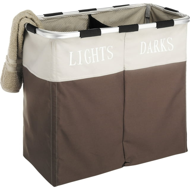 Whitmor Easycare Polyester Double Laundry Hamper - Lights and Darks Separator - Java - For Adult Use