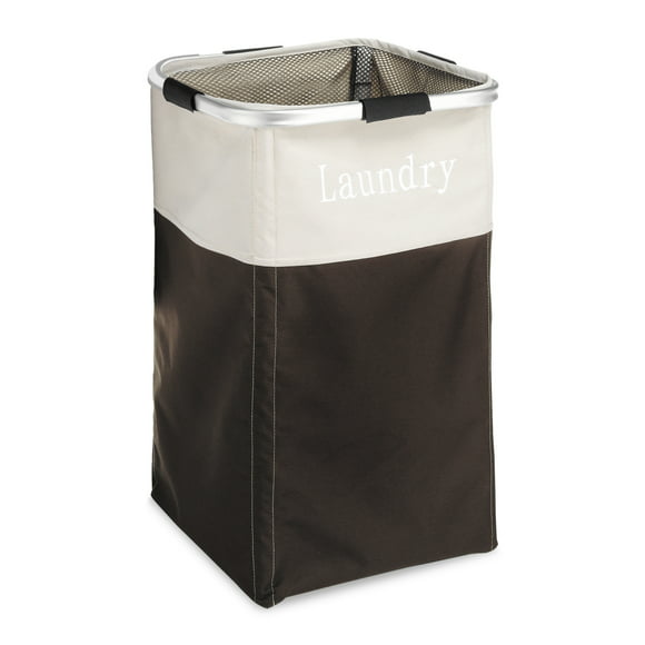 Whitmor Easycare Polyester Laundry Basket Hamper, Espresso, for Adult Use