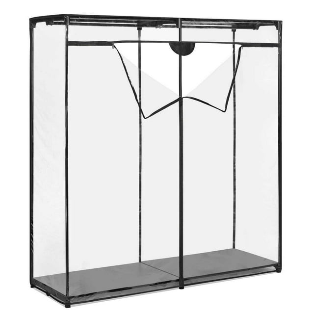 Whitmor Extra Wide 60 inch Metal Freestanding Closet Systems, Black and Clear