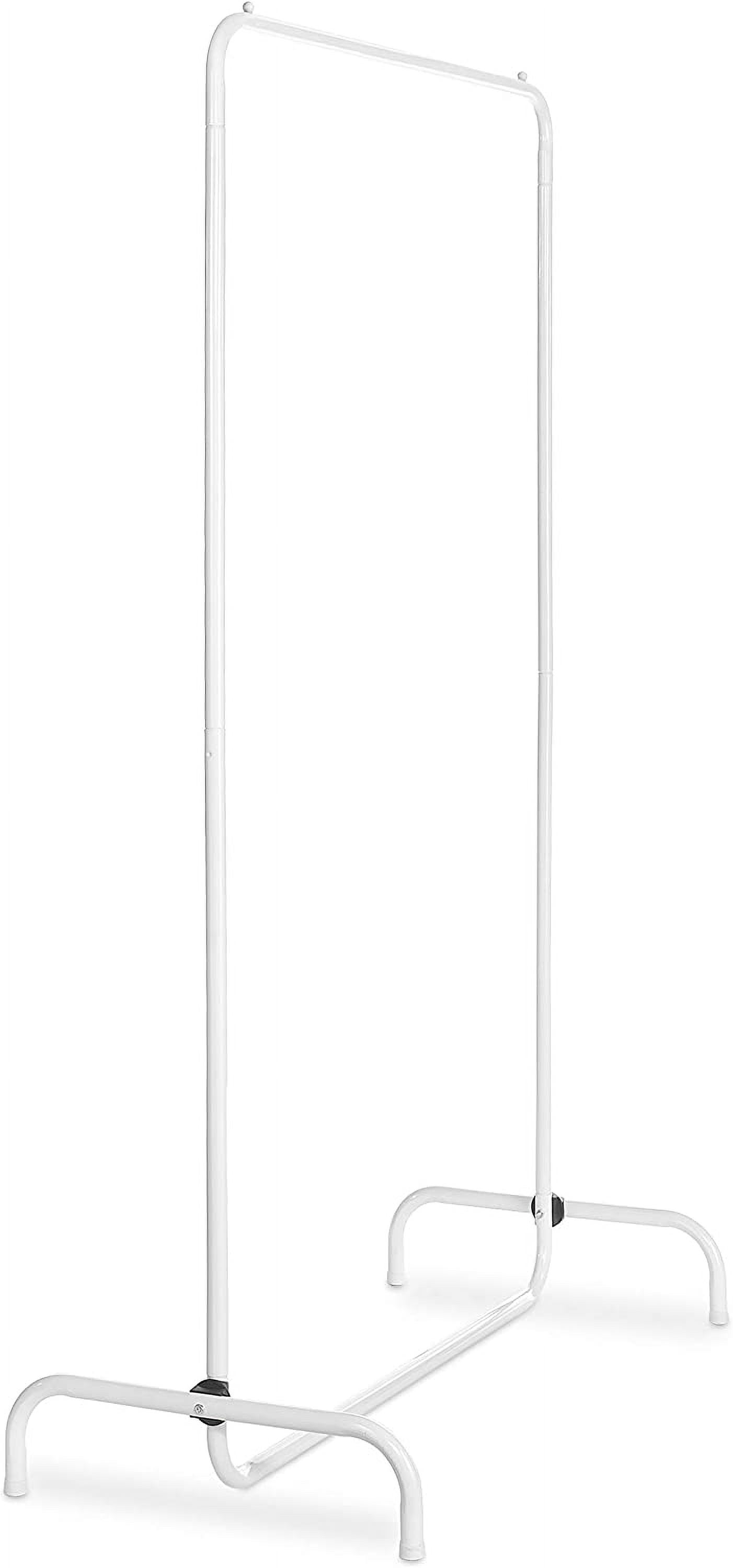 White Metal Freestanding Garment Rack with Bottom Shoe Shelf