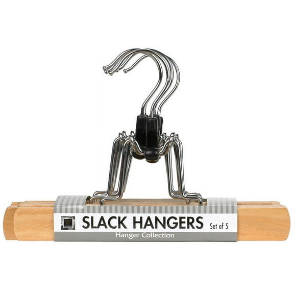 Whitmor GRADE A Natural Wood Slack Hangers Set of 5
