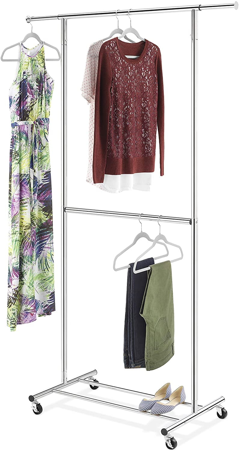 Whitmor HeavyDuty 2Rod Extendable Clothing Garment Rack, Chrome