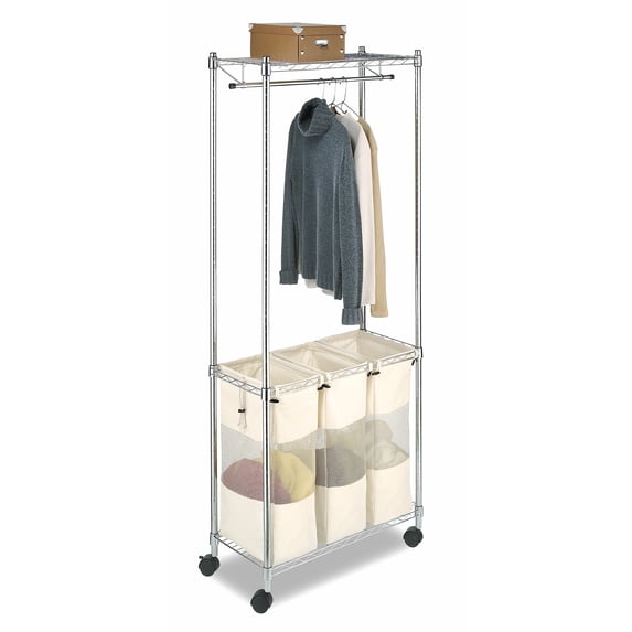 Whitmor 6058-546-1 14.25 x 30 x 75 in. Steel Supreme Laundry Center with Shelve - Chrome