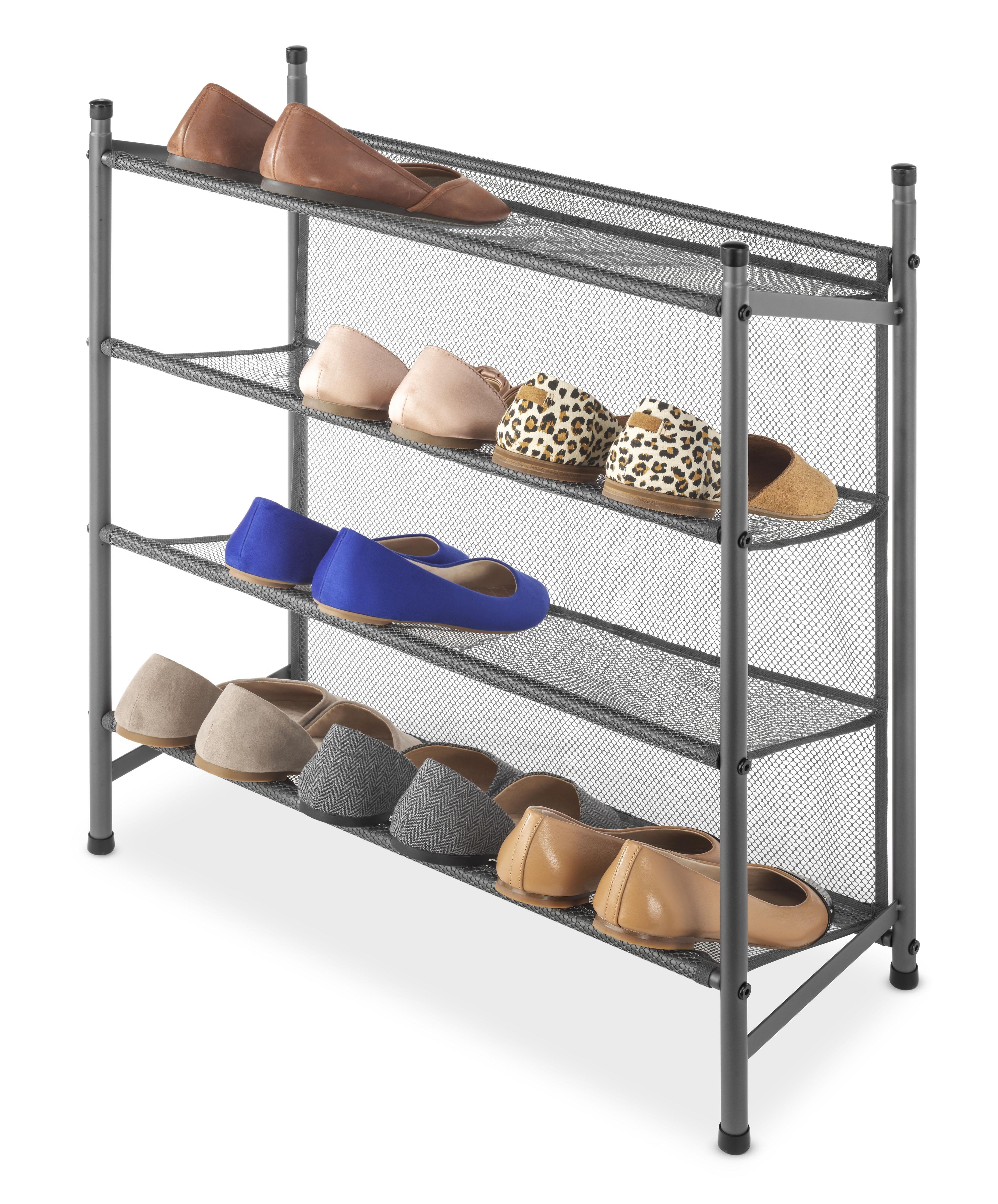 Whitmor Metal Mesh 4-Tier Shoe Rack Gunmetal Gray