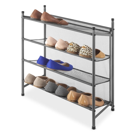 Whitmor Metal & Mesh 4-Tier Shoe Rack - Gunmetal Gray - Walmart.com