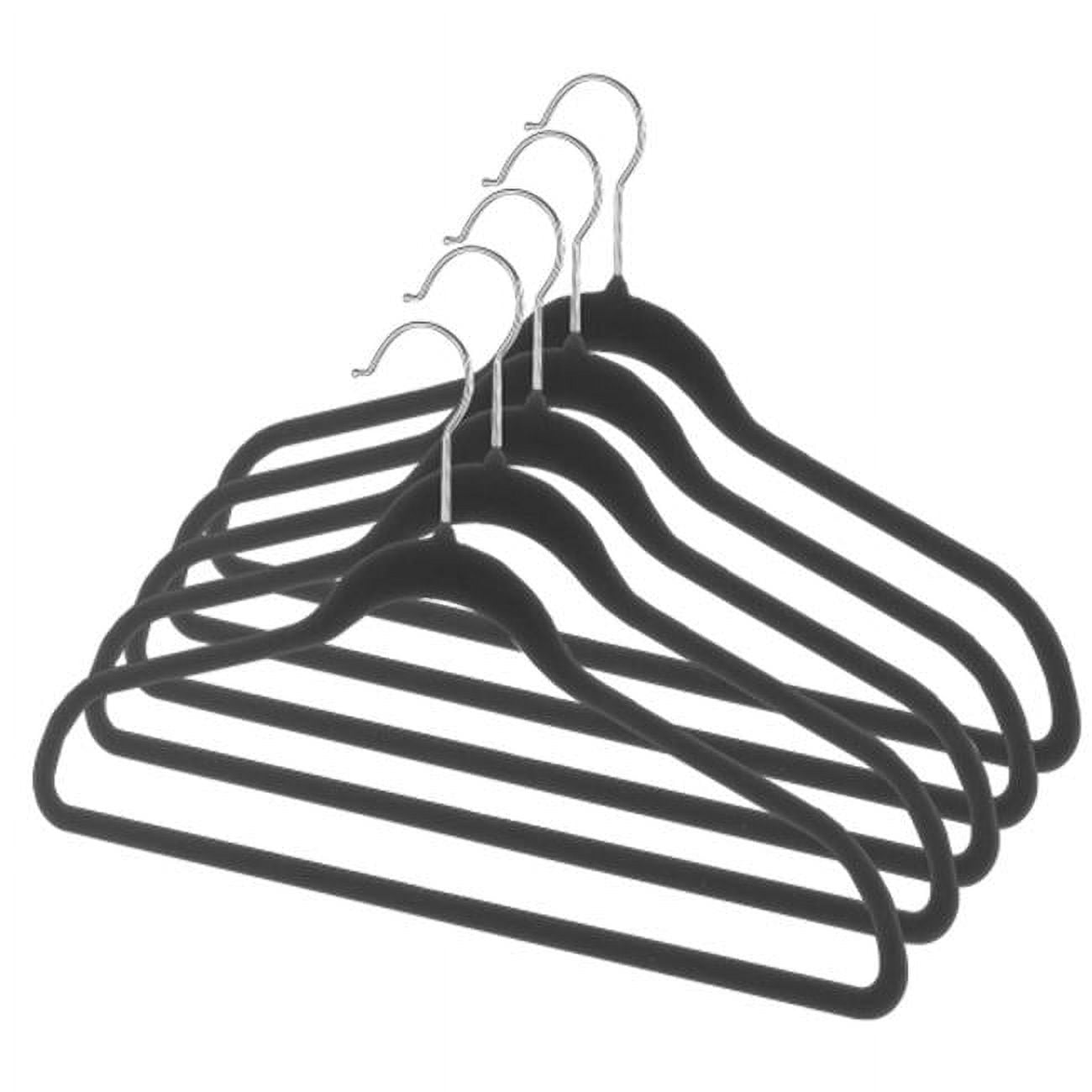 Whitmor Black Velvet Flocked Suit Hangers with Steel Hook - Pack of 5