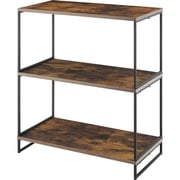 Whitmor Modern Industrial 3-Tier Shelf - Black with Woodgrain Laminate Shelves