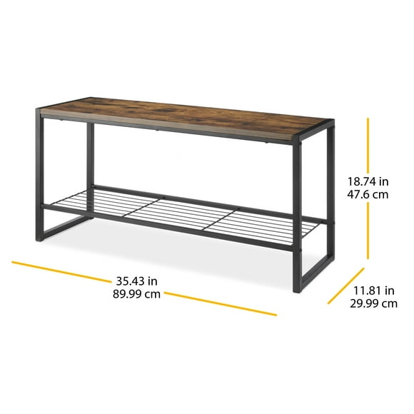 Whitmor Modern Industrial Entryway Bench with Shoe Storage - Brown