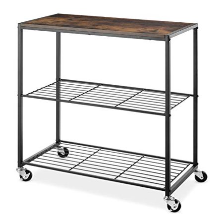 Whitmor Modern Industrial Rolling 3-Tier Storage Shelves - Brown