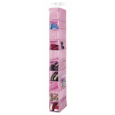 Whitmor New 10-Shelf Polyester Mesh Hanging Shoe Shelves- Pink - Use for a Child, Teen or Adult Room