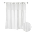thumbnail image 1 of Whitmor No Hook Chrome Split Ring Herringbone Pattern Shower Curtain, w/Window & Snap-In Liner, 71" x 77", 1 of 5