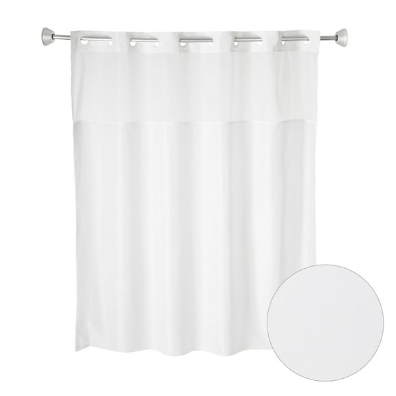 Whitmor No Hook Plainweave Shower Curtain with Window & Snap-in Liner, 71" x 77"