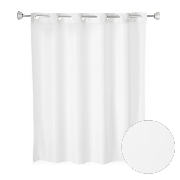 Whitmor No Hook Split Ring Plainweave Shower Curtain, w/No Snap Liner, 71" x 80"