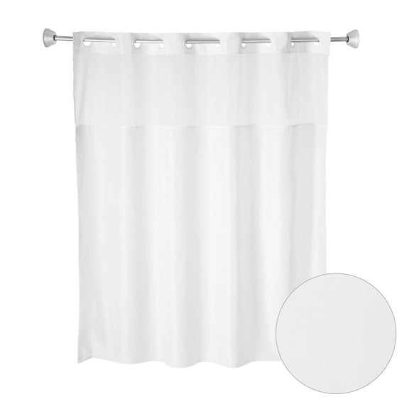 Whitmor No Hook Split Ring Plainweave Shower Curtain with Window, No Snap Liner, 71" x 74"