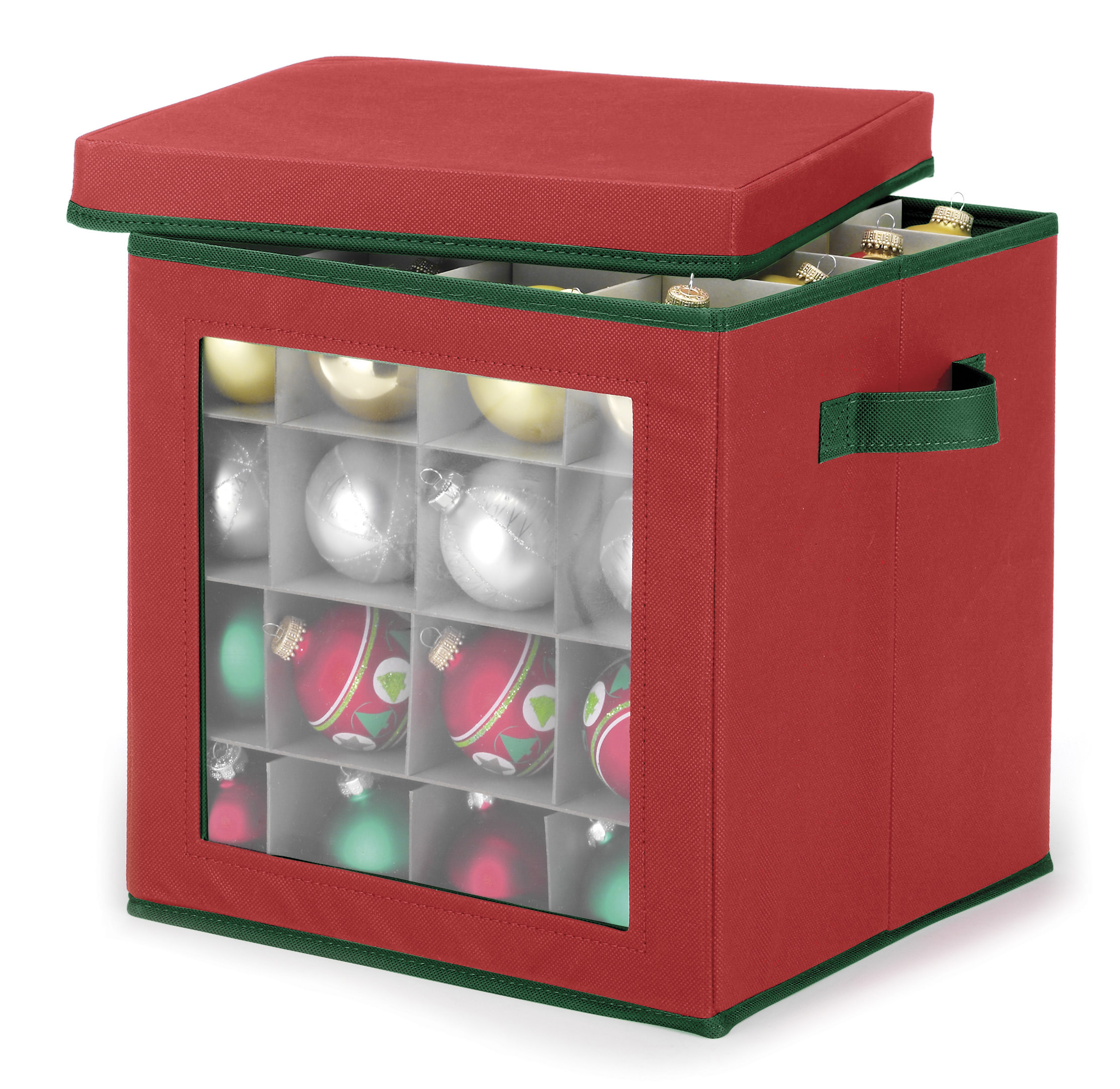 Whitmor Ornament Storage Cube - 64 Compartments - PPNW Red - 12" x 12" x 12" for Adult Use - image 1 of 7