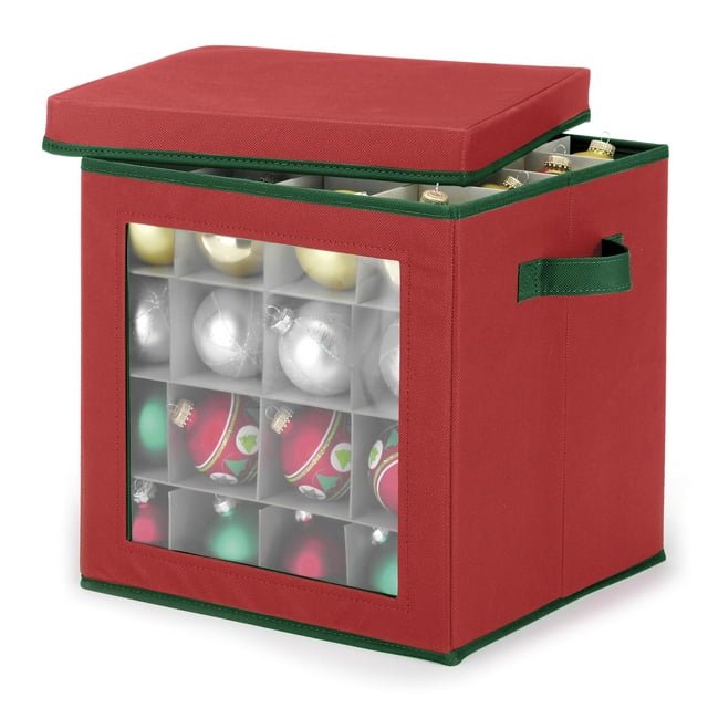 Whitmor Ornament Storage Cube - 64 Compartments - PPNW Red - 12" x 12" x 12" for Adult Use