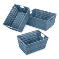 thumbnail image 1 of Whitmor Plastic Rattique® Storage Tote Baskets - Set of 3 - Berry Blue, 1 of 7