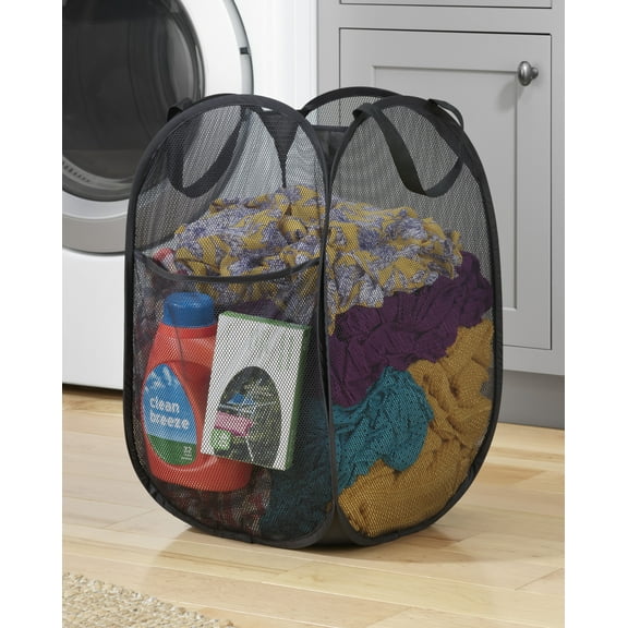 Whitmor Pop & Fold Laundry Hamper - Black - Adult Use