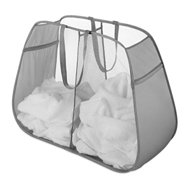 Paloma Gray Collapsible Double Laundry Hamper with Flexi-Frame