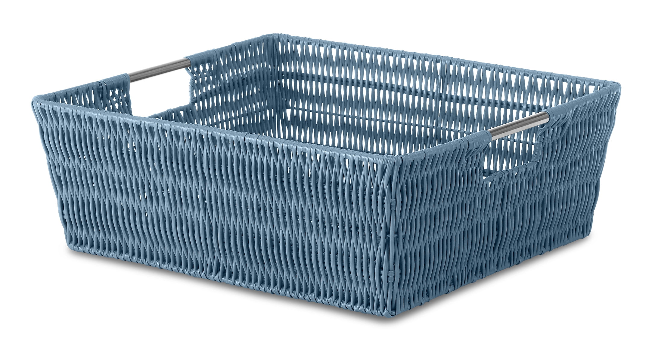 Whitmor Rattique Plastic & Metal Shelf Tote Basket - Berry Blue - Adult Use