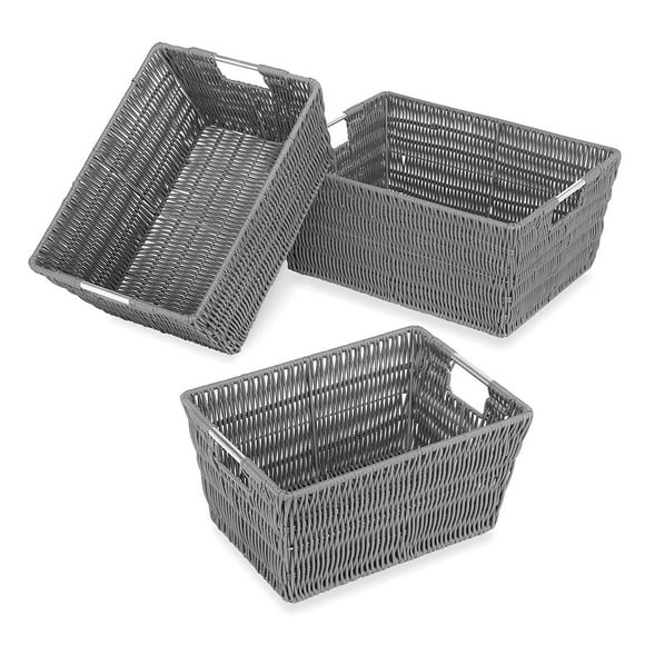 Whitmor Rattique® Storage Baskets - Set of 3 - Grey